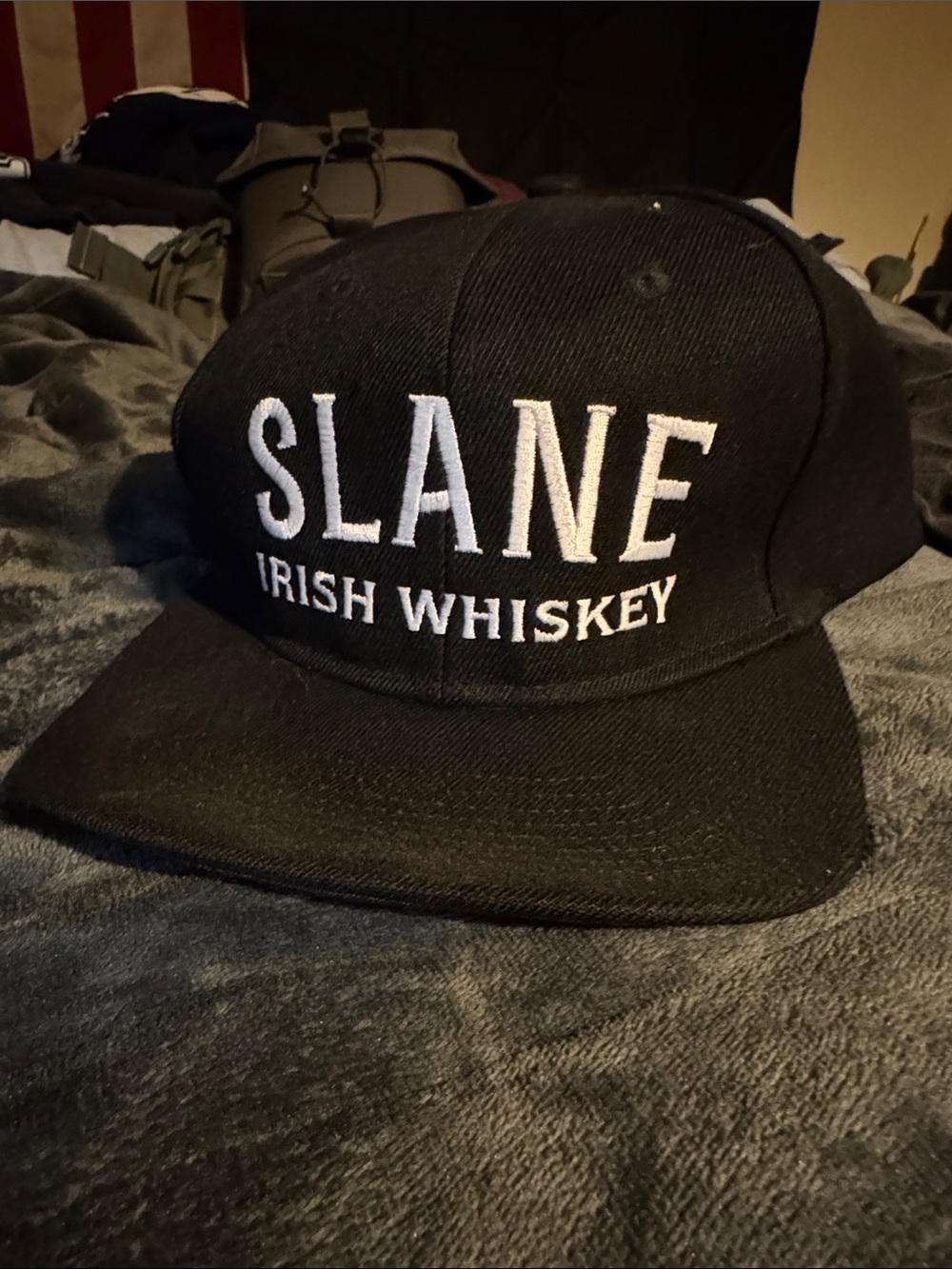 SLANE Black Cap with White Embroidered Logo